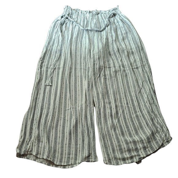 Staccato wide leg boho white black striped pants - Picture 1 of 12